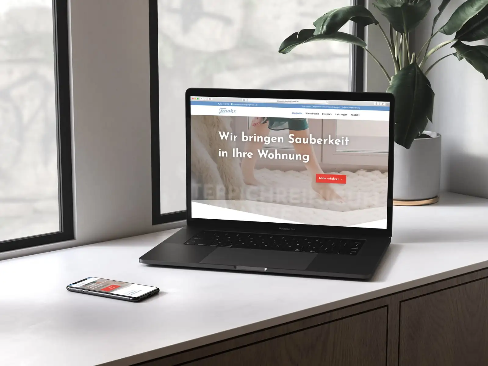 Referenz - wordpress website handwerk - website teppichreinigung franke