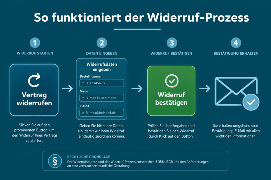 Zweistufiger widerruf-prozess: button – formular – bestätigen – e-mail