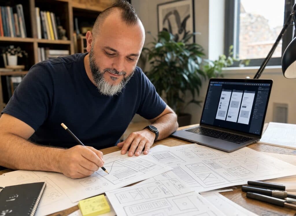 Webdesign wireframes, konzept und seitenstruktur